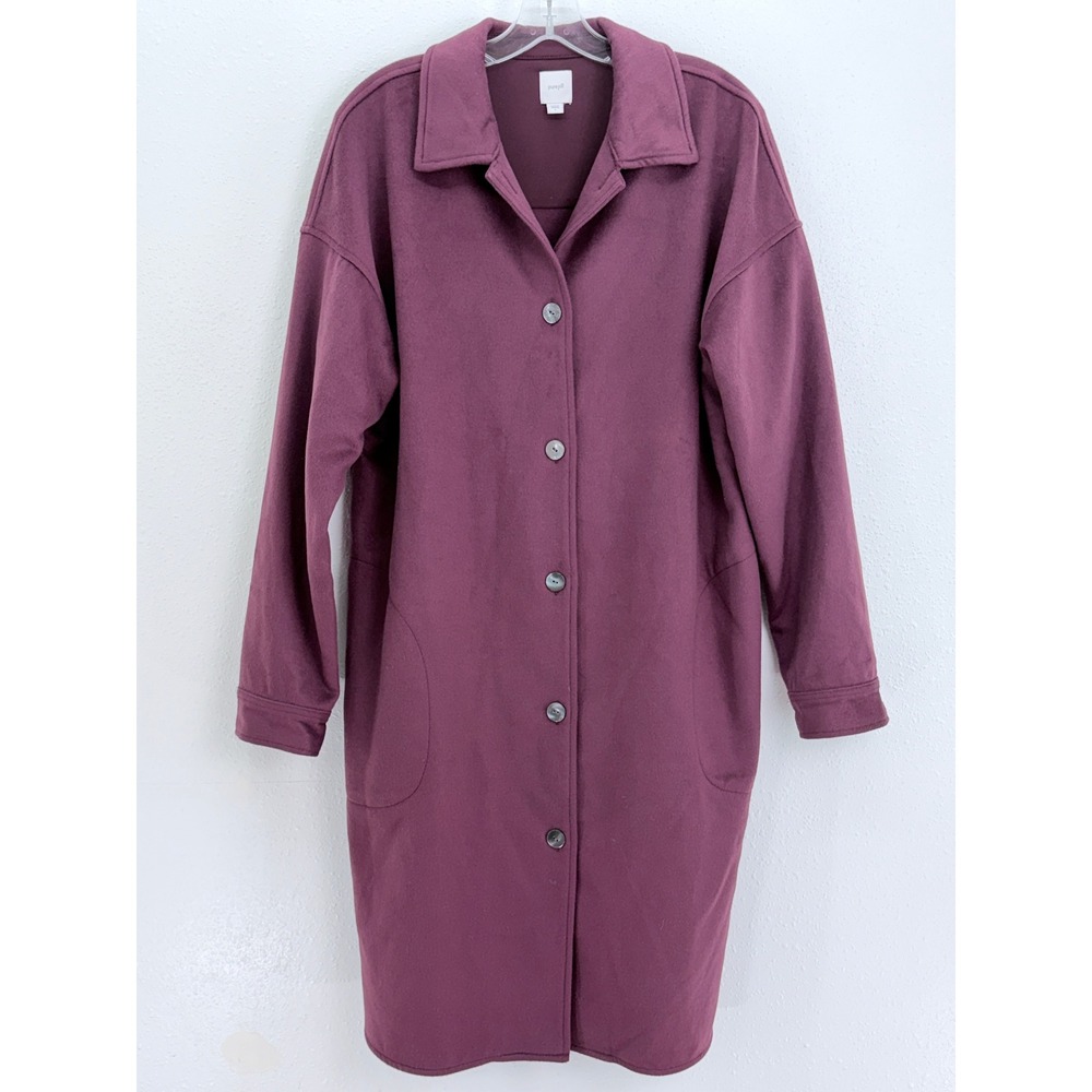 Pure Jill Shirt Jacket Purple Longline Button Front Shacket Duster Large